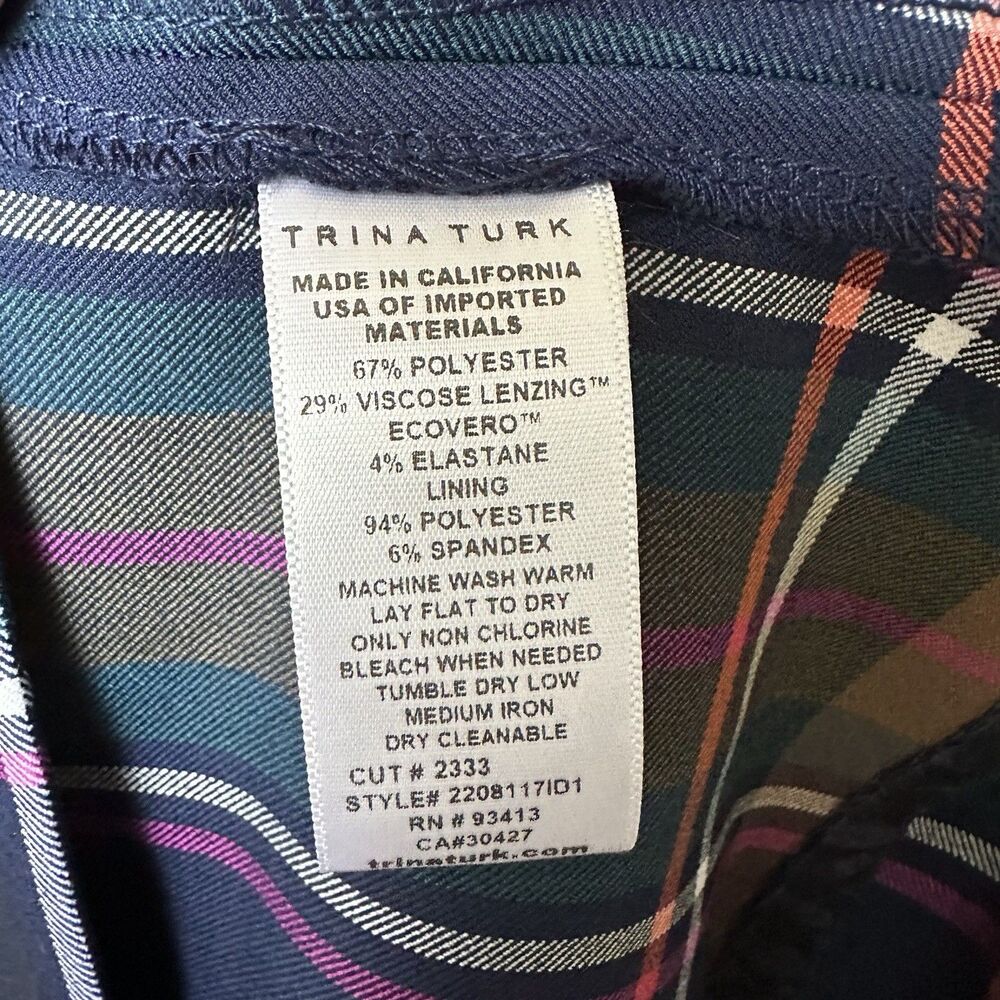 Trina Turk Kailee Plaid Roll Neck Boxy Top Size Large Women’s Classic Workwear - Picture 11 of 11